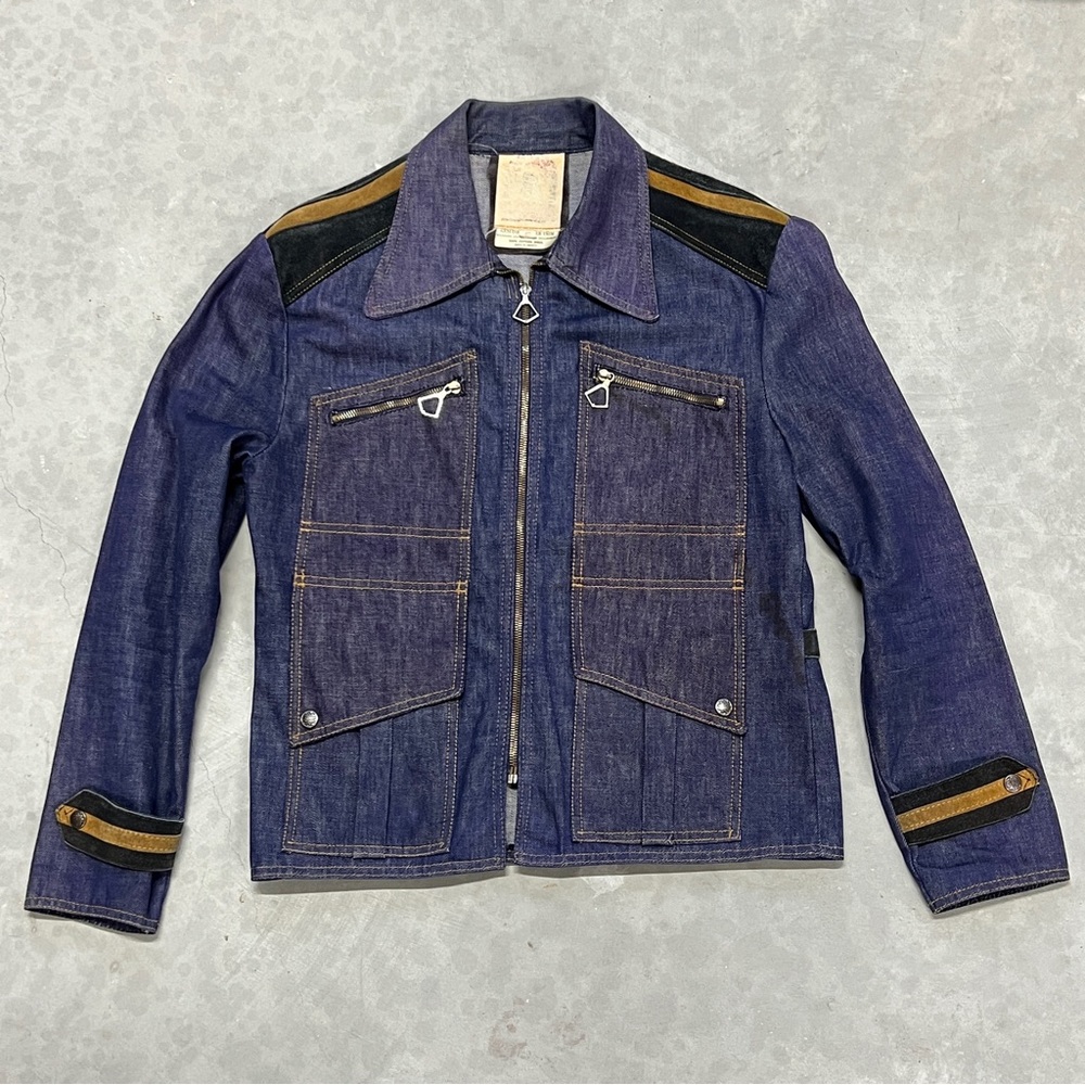 Mens 1970s Vintage El Toro Bravo Size Small Denim Suede Jacket
